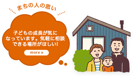 まちの人の思い 子どもの成長が気になっています。気軽に相談できる場所がほしい!